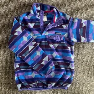 Patagonia Synchilla Purple Snap T Aztec Vintage Pullover Fleece, Women S